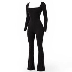 Oh Polly Black Long Sleeve Square Neck Jumpsuit – US 10